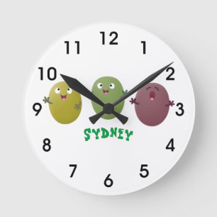 Reloj Redondo Mediano Aceitunas alegres y lindas cantando personalizado