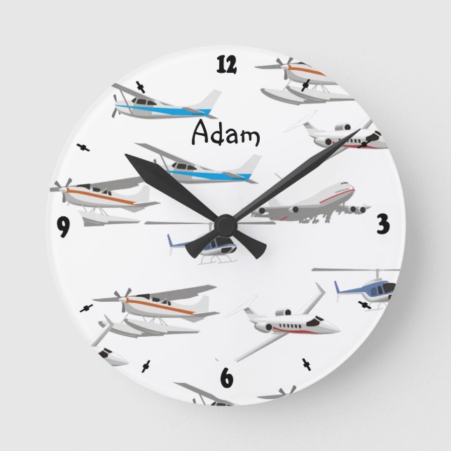Reloj Redondo Mediano Acepilla los aeroplanos (Anverso)