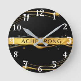 Reloj Redondo Mediano Achempong: Cascada Áurica | Opulencia de Oro Líqui