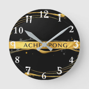 Reloj Redondo Mediano Achempong: Cascada Áurica   Opulencia de Oro Líqui