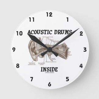 Reloj Redondo Mediano Acoustic Drums Inside (Anatomy Of Human Ear)