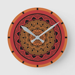 Reloj Redondo Mediano Acrílico de Mandala Roja