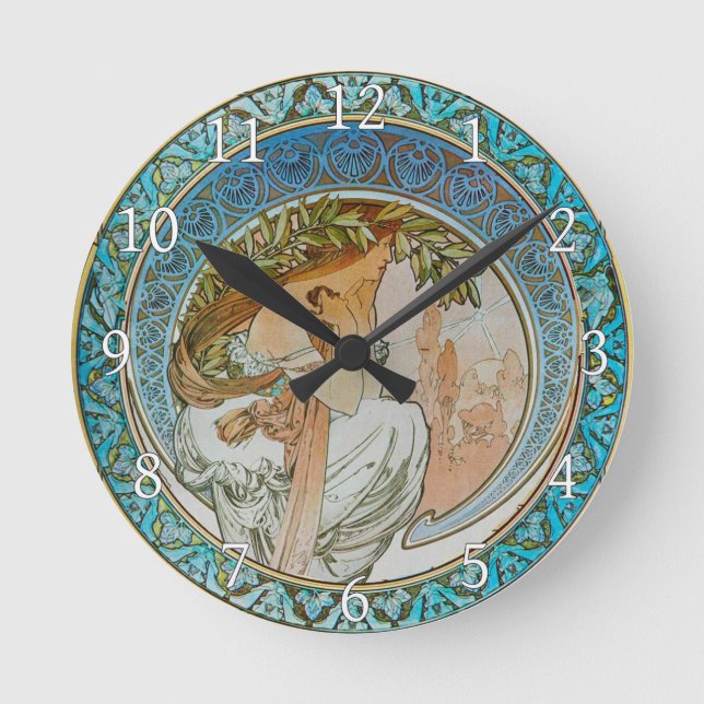 Reloj Redondo Mediano Acrylic Wall Clock Art Nouveau Alphonse Mucha 12 (Anverso)