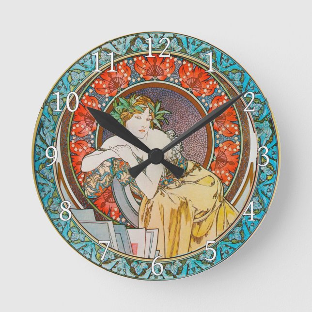 Reloj Redondo Mediano Acrylic Wall Clock Art Nouveau Alphonse Mucha 16 (Anverso)