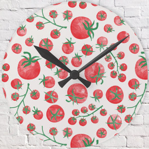 Reloj Redondo Mediano Acuarela de tomate Mediterráneo