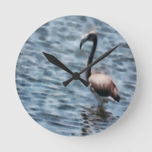Reloj Redondo Mediano Acuarela Flamingo Fledgling