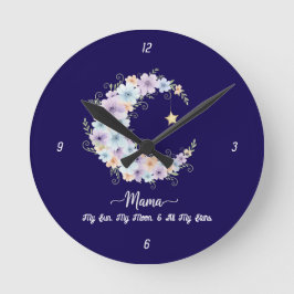 Reloj Redondo Mediano Acuarela Floral Luna Mamá