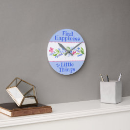 Reloj Redondo Mediano Acuarela Pastel Floral FELICIDAD PEQUEÑAS COSAS