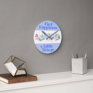 Reloj Redondo Mediano Acuarela Pastel Floral FELICIDAD PEQUEÑAS COSAS