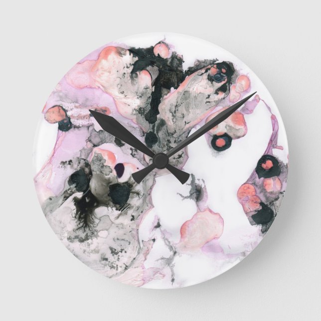 Reloj Redondo Mediano acuarela resplandeciente abstracta (Anverso)