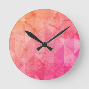 Reloj Redondo Mediano acuarela rosa grunge naranja
