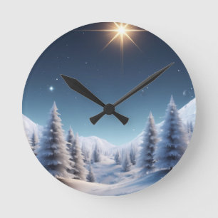 Reloj Redondo Mediano Acuarelas inspiradoras de la noche estrellada