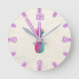 Reloj Redondo Mediano Adorable Aloha Hawaiian Pineapple