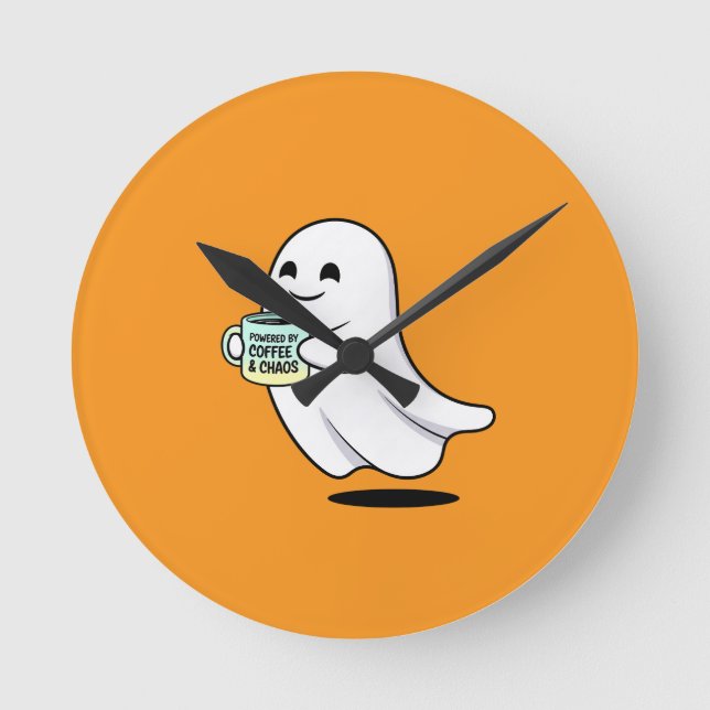 Reloj Redondo Mediano Adorable Ghost Cute Halloween Illustration (Anverso)