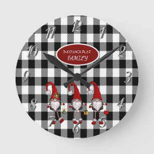 Reloj Redondo Mediano Adorables Gnomo Lindos Cuadro de Búfalo
