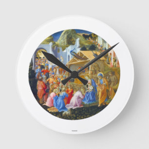 RELOJ REDONDO MEDIANO ADORACIÓN DE UNOS DE LOS REYES MAGOS