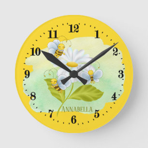 Reloj Redondo Mediano adoradores lindos de abejas añaden nombre 