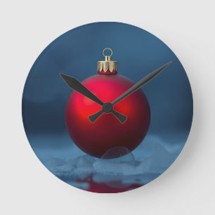 Reloj Redondo Mediano Adorno de Bola de Navidad