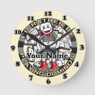 Reloj Redondo Mediano Adorno de Jugar Dominó