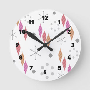 Reloj Redondo Mediano Adornos de invierno modernos de mediados de siglo