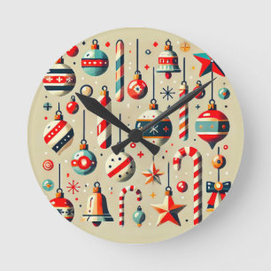 Reloj Redondo Mediano Adornos Navideños Festivos con Ornamentos