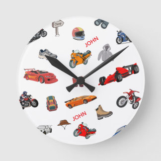 Reloj Redondo Mediano Adventure and Racing Enthusiast Peel and Stick 