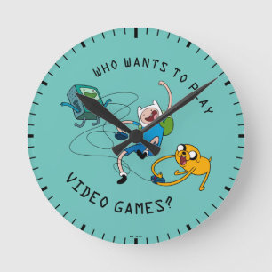 Reloj Redondo Mediano Adventure Time   Finn & Jake Play With BMO