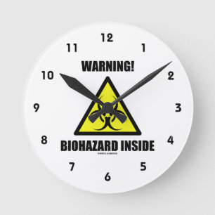 Reloj Redondo Mediano ¡Advertencia! Interior del Biohazard (humor de la