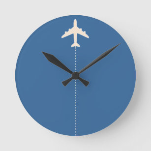 Reloj Redondo Mediano aeroplano del viaje con la línea de puntos