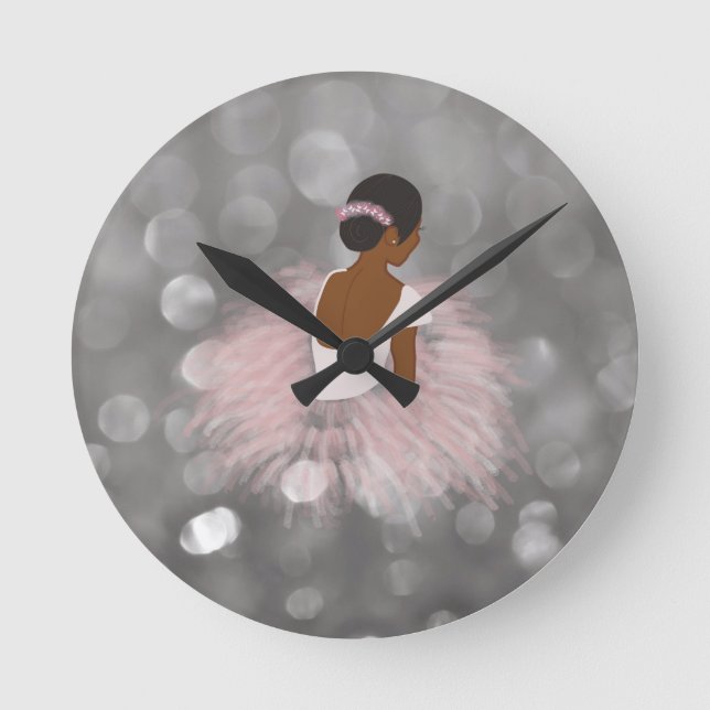 Reloj Redondo Mediano African American Ballerina Dancer (Anverso)