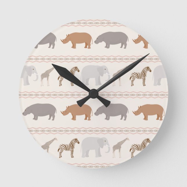 Reloj Redondo Mediano African animals pattern 1 (Anverso)