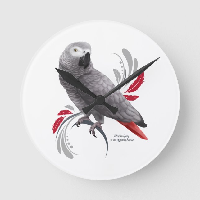 Reloj Redondo Mediano African Grey Parrot (Anverso)