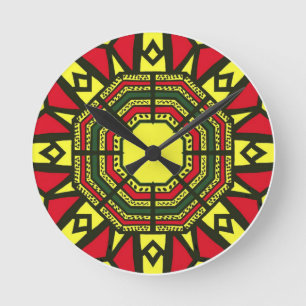 Reloj Redondo Mediano Afrocentric Geometric