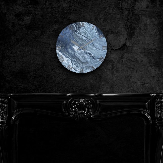 Reloj Redondo Mediano Agante azul cristalizado | Duste Slate Marbble Sto (Subido por el creador)