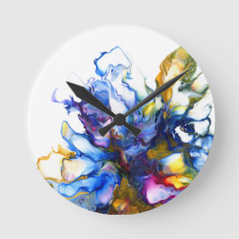 Reloj Redondo Mediano Agante de arte fluido de abstracto azul