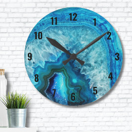 Reloj Redondo Mediano Agato moderno de mármol azul
