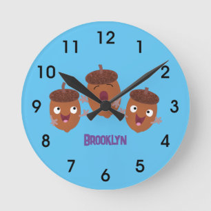 Reloj Redondo Mediano Agradables bellotas cantando personalizado para lo