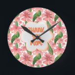Reloj Redondo Mediano Agradecimiento personalizado y personalizado a Mam<br><div class="desc">Un diseño suave y elegante que presenta tres flores de acuarela pastel combinadas con el sentido mensaje “Gracias Mamá”. Perfecto para el Día de la Madre,  cumpleaños o apreciación diaria,  esta suave obra de arte floral aporta calidez,  amor y gratitud a cualquier producto.</div>