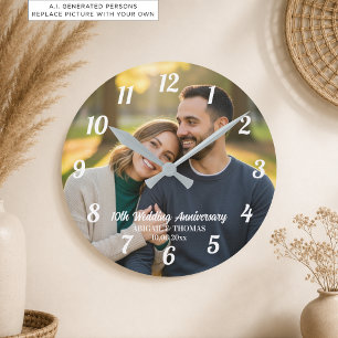 Reloj Redondo Mediano Agrega tu propia foto de pareja 10º aniversario de