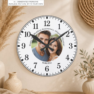 Reloj Redondo Mediano Agrega tu propia foto de pareja 10º aniversario de