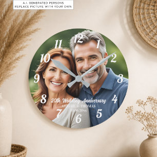 Reloj Redondo Mediano Agrega tu propia foto de pareja 20º aniversario de