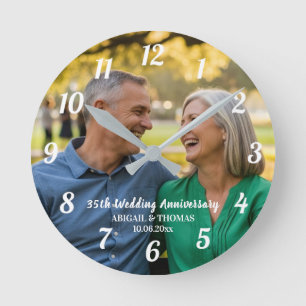 Reloj Redondo Mediano Agrega Tu Propia Foto de Pareja 35 Aniversario de