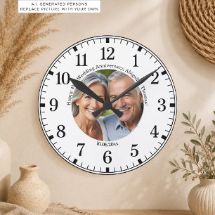Reloj Redondo Mediano Agrega tu propia foto de pareja 45º aniversario de