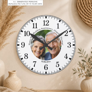 Reloj Redondo Mediano Agrega tu propia foto de pareja 65 aniversario de 