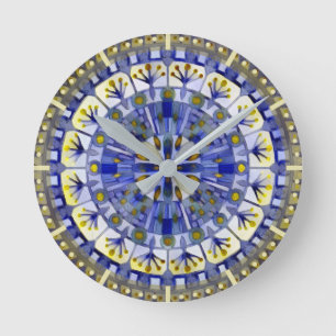 Reloj Redondo Mediano Agua azul de la Marina Mosaica Boho -