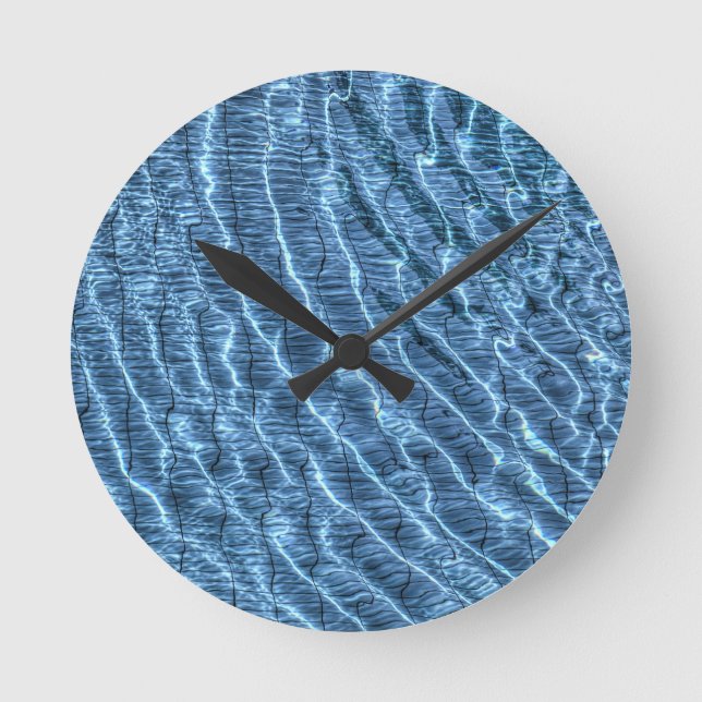Reloj Redondo Mediano Agua Azul transparente riega (Anverso)