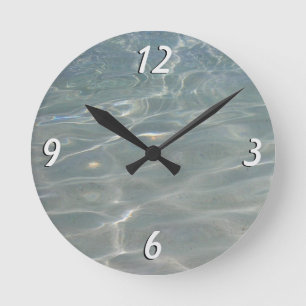 Reloj Redondo Mediano Agua del Caribe Abstracto Azul Naturaleza