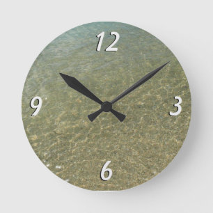 Reloj Redondo Mediano Agua en la Playa I Fotografía de Naturaleza Abstra