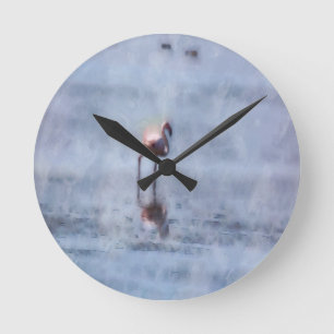 Reloj Redondo Mediano Agua Solitaria Flamingo