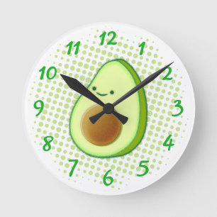 Reloj Redondo Mediano Aguacate Personalizado Cuerdo Sobre Vórtex Verde